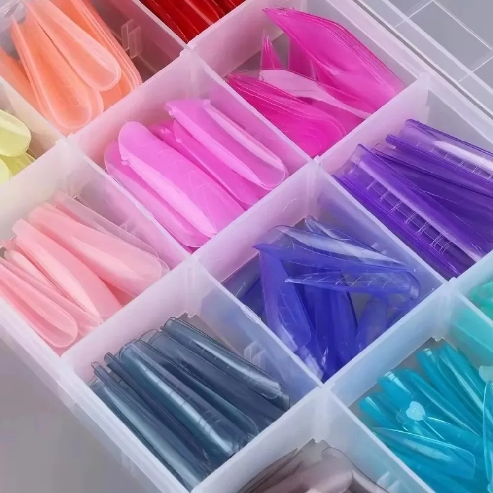

Press On Nails Colored Nail Dual Forms Set Reusable Acrylic Crystal Extended Nail Various Models False Nails Tips For Woman