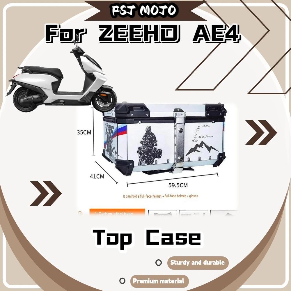 For ZEEHO AE4 65L Aluminum Rear Trunk Sturdy Drop‑Proof Alloy Structure For Electric Scooter Large‑Capacity Mod Accessories