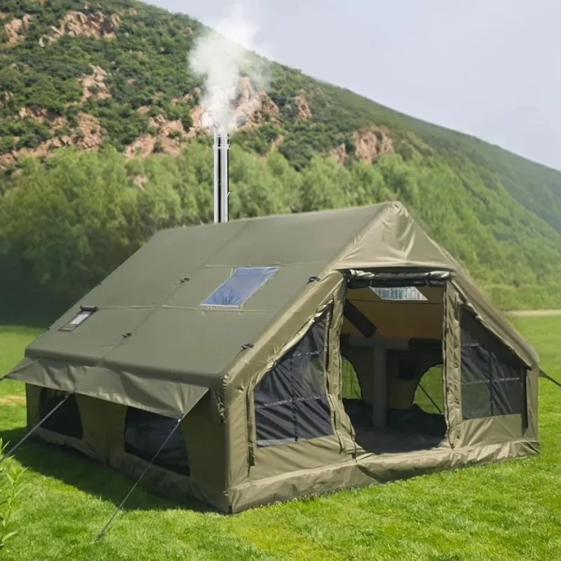 Inflatable Pop Up Tent 3x4x2.1m 3-4 Person Waterproof 3000mm 4-Season 2-Min Setup With 800W Pump For Global Camping