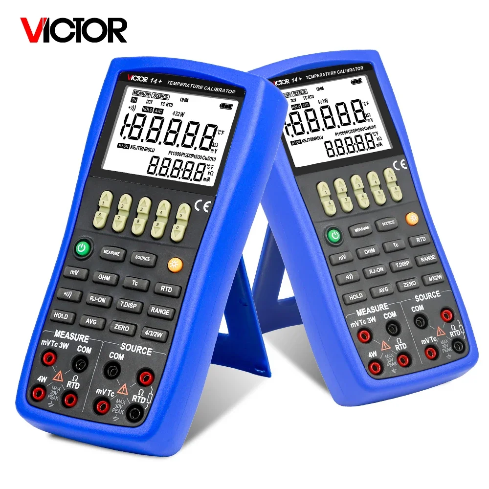 VICTOR 14+ Temperature Calibrator with Measure and Source function 2-wire,3-wire,4-wire connection or ohm and RTD measurement