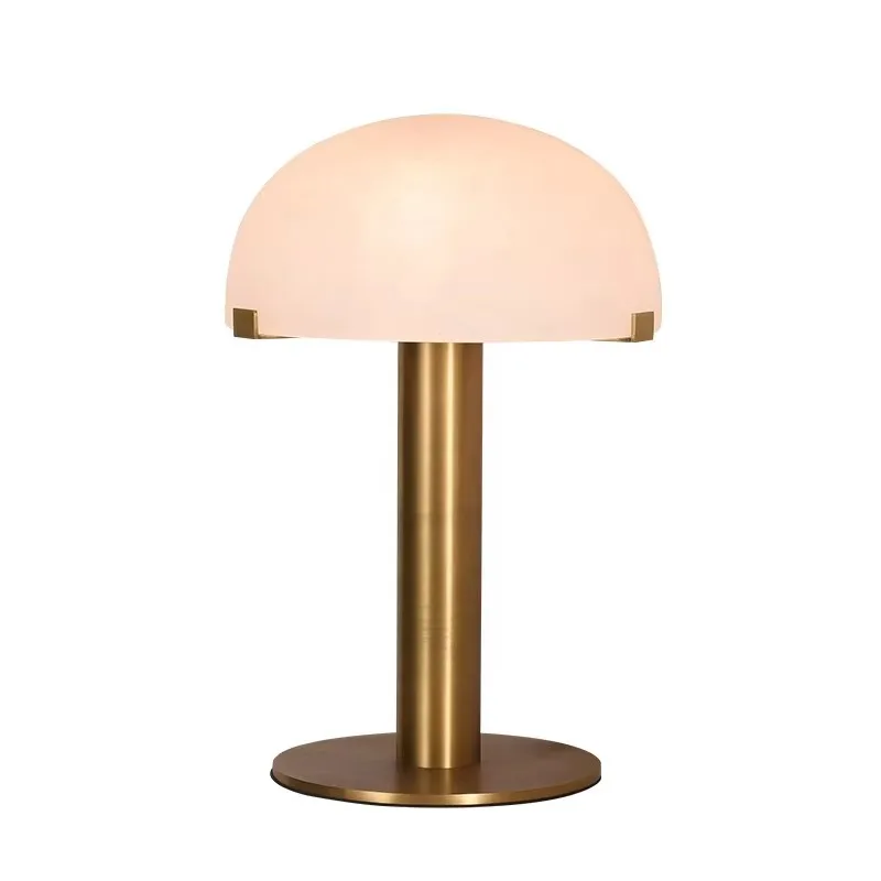 Modern creative alabaster simple living room study lamp Spanish brass marble decorative table lamp villa bedroom lamp