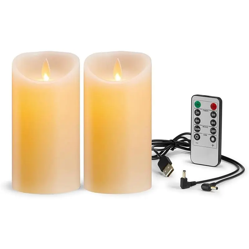 

A84X-LED Flickering Flameless Candles,Rechargeable Candle,Real Wax Candles With Remote Control,Electronic Waving Lamp