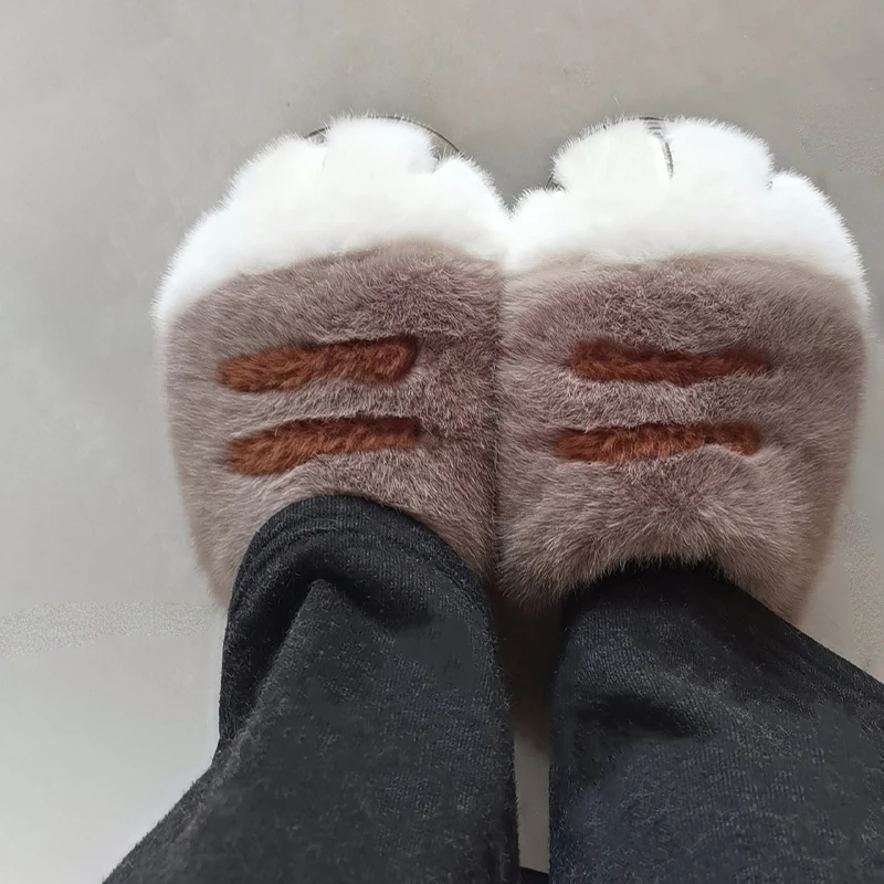 

New furry cat paw slippers for women novelty kitty feet slides shoes fluffy kittens home slipper ladies kawaii anime claw sliper