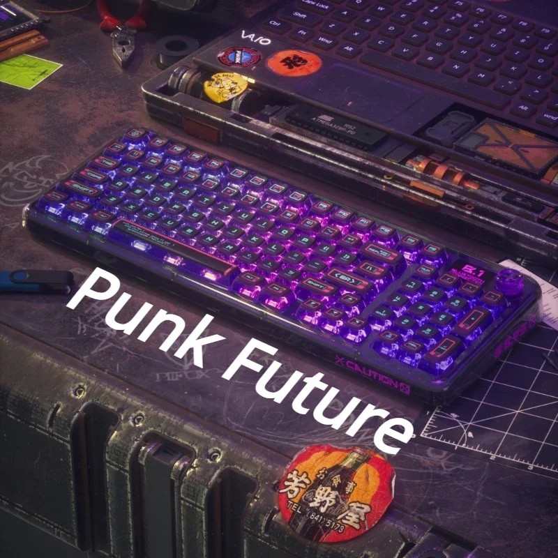 Imagem -04 - Binary Punk Future Series Keycap Transparente Original Pele Dupla Leite Keycap Sublimação 117 Chaves