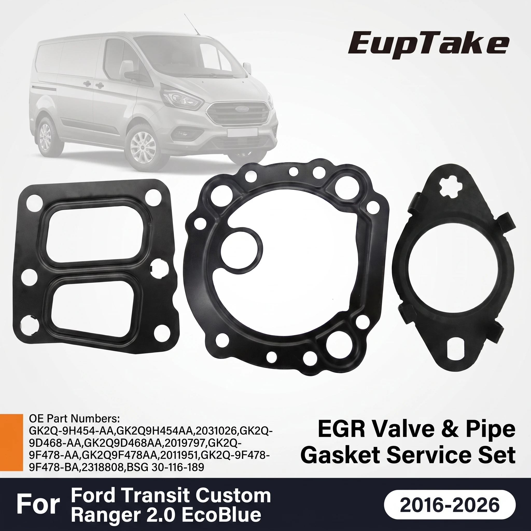 EGR Valve & Pipe Gasket Repair Service Set for Ford Transit Custom Ranger 2.0 EcoBlue GK2Q-9H454-AA GK2Q-9D468-AA GK2Q-9F478-AA
