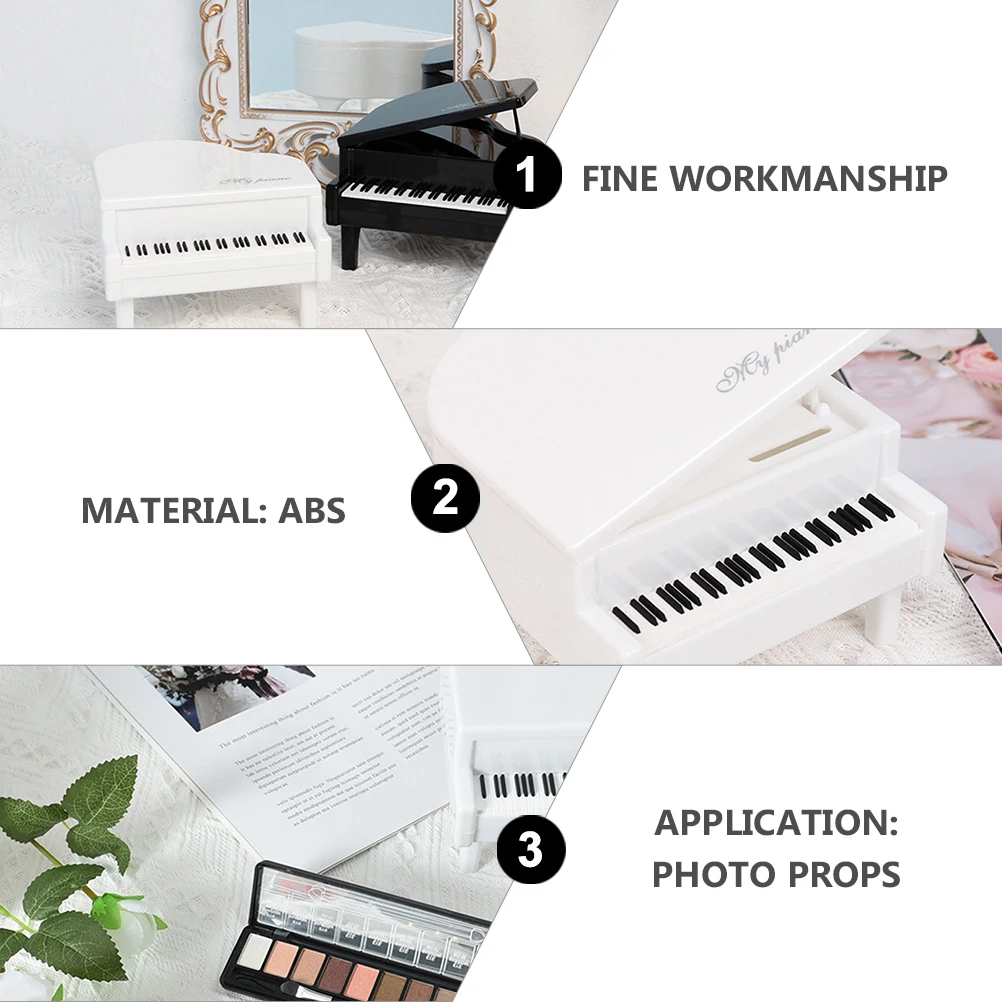 

Creative White Piano Decor Mini Plastic Piano Ornament For Home Desktop Decoration Photo Prop Music Instrument Gift