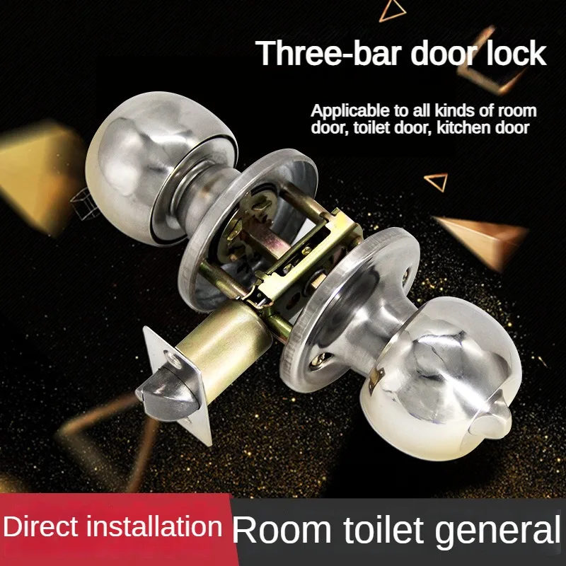 Three-column Stainless Steel Ball Lock Three-rod Toilet Ball Lock Plastic Steel Door Lock Aluminum Alloy for Kitchen Bathroom