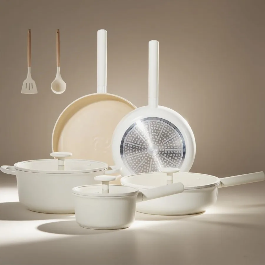 

Набор керамической посуды, 15 шт., набор кастрюль и сковородок с антипригарным покрытием и съемными ручками для индукционной плиты, безопасной кухни Cookwar