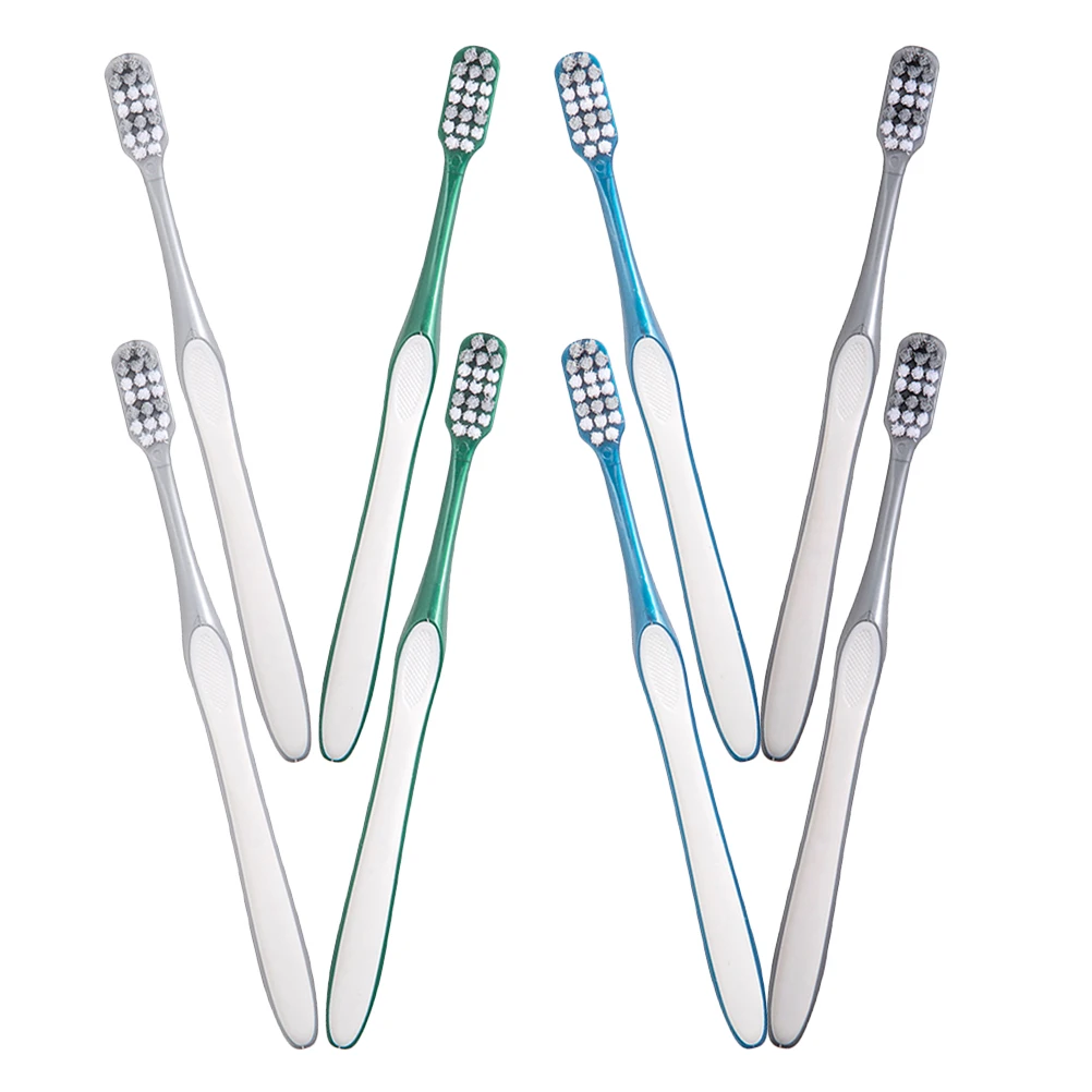 8 stuks harde tandenborstels voor mannen, handmatige reiniging, lichtgewicht, draagbare reishandheld, tandenborstels met grote kop voor het verwijderen van tandenvlekken