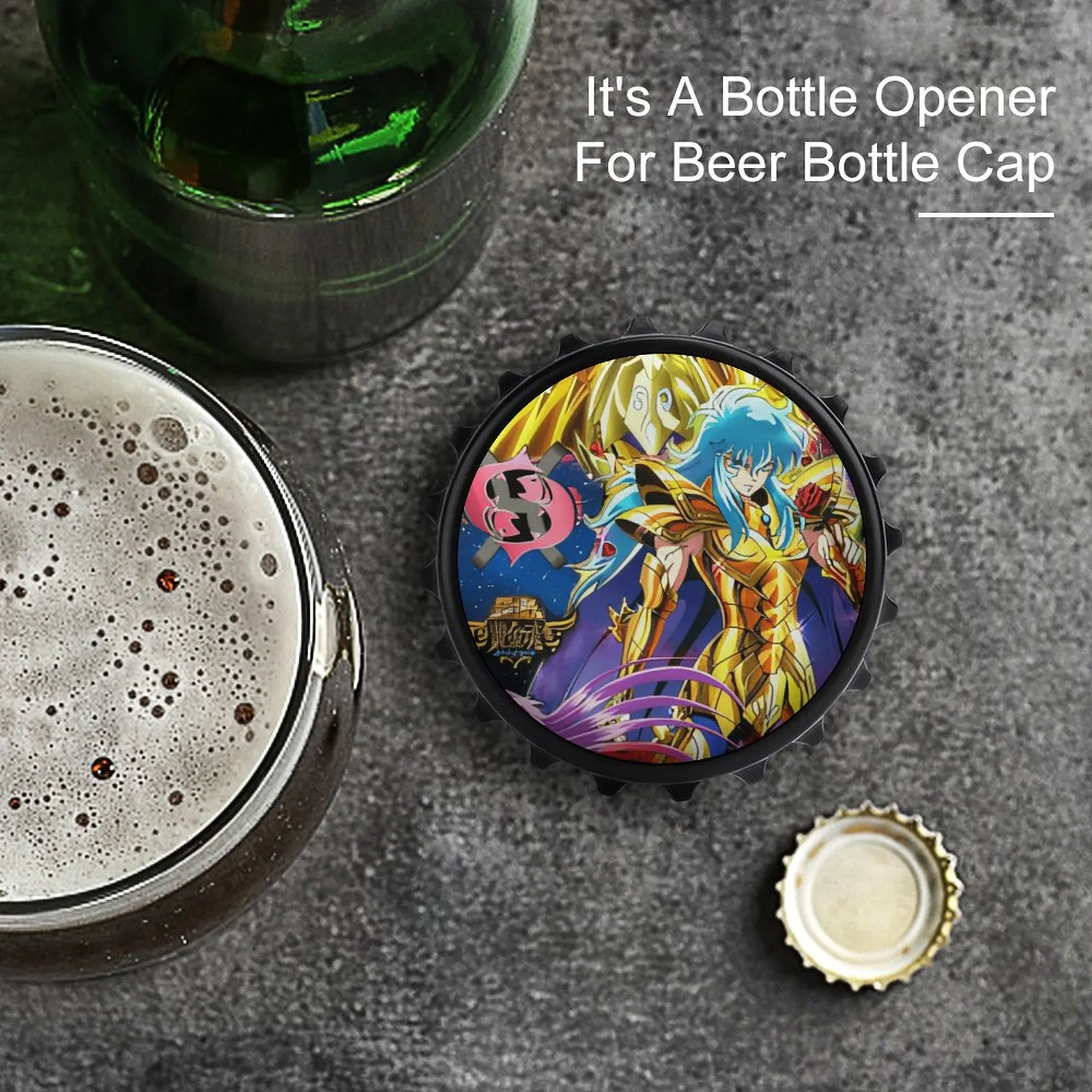 Магнит на холодильник, открывалка для бутылок, магнитное притяжение, материал из сплава Saint Seiya, рыцари зодиака, товары с афродитом