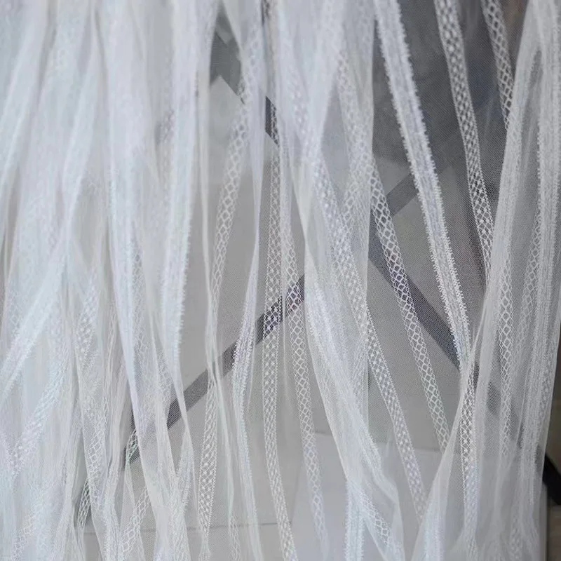 Soft Micro-Elastic Mesh Lace Vertical Pattern Skirt Lining Fabric Base Dress for Children's DIY Baby Clothes And Toys Fabric
