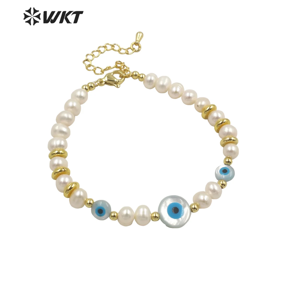 

WT-MPB068 WKT 2022 Attractive Gift Natural Pearl Bracelet NEW SALE Bracelet Accessories Round Devil's Eye Bracelet Jewelry