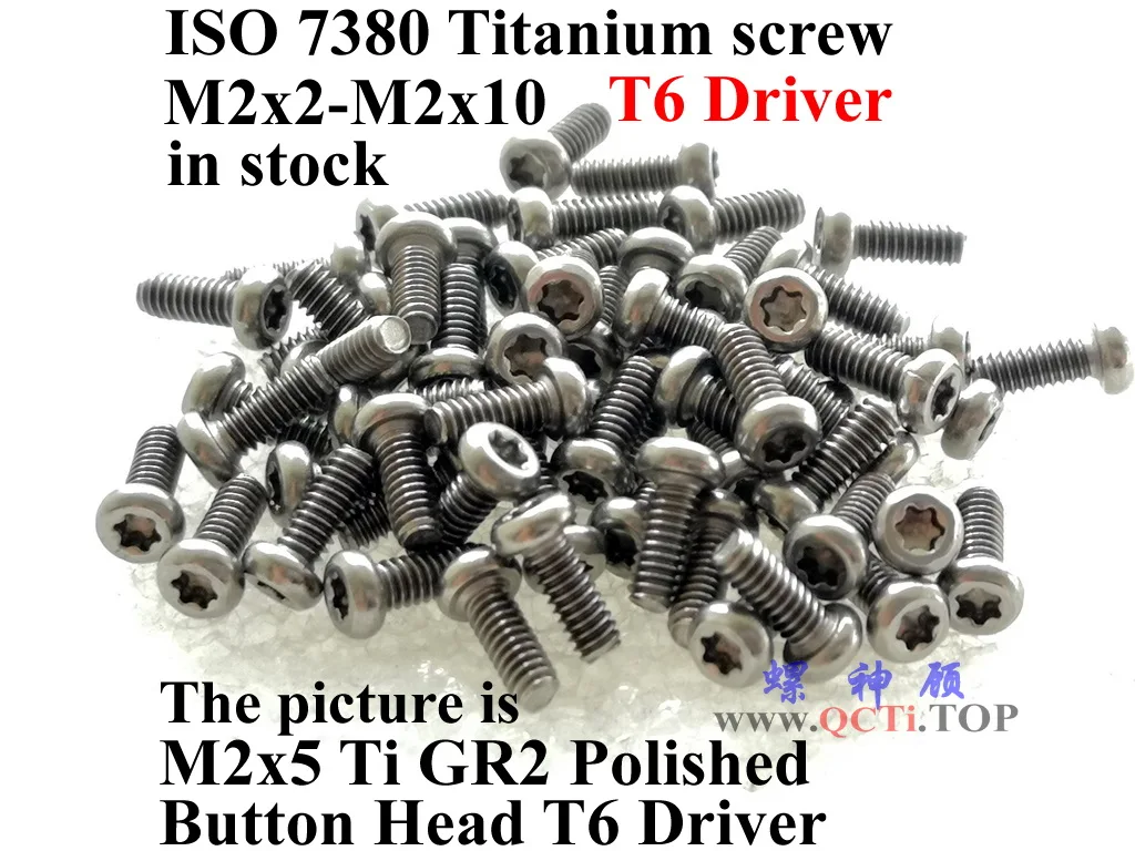 T6 برغي تيتانيوم M2x5 M2x6 M2x8 Ti GR2 M2x2 M2x3 M2x4 M2x5 M2x6 M2x8 M2x10 زر رئيس 10 قطعة عادي Ti GR2 و Beta Ti