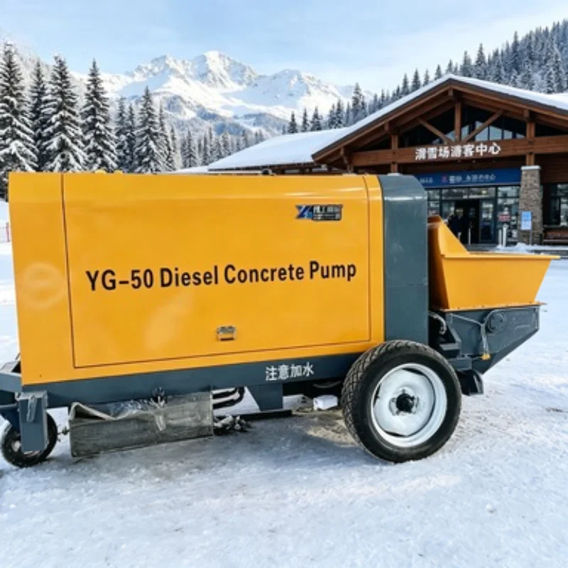 Small Concrete Pump Diesel Concrete Mixer Pump Trailer Concrete Pump 8m3h for Building Construction Site Project Sale