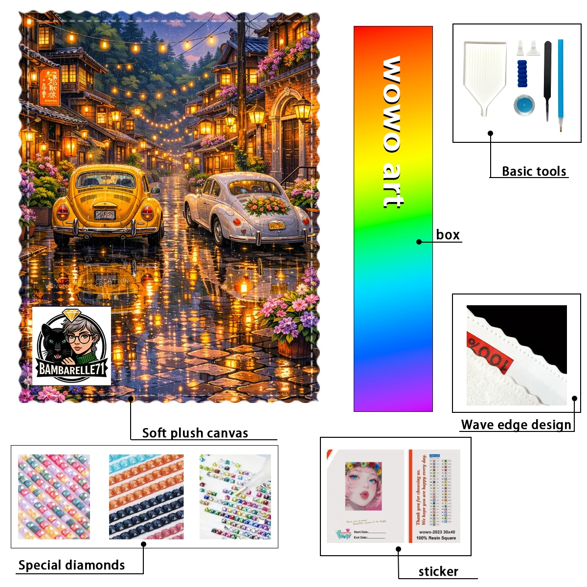 【bambarelle71-diamond-art】luz-nocturna-de-dos-vehiculos-resin-fd-ab-cr-mt-are-dazzlingly-intertwined-with-flocking