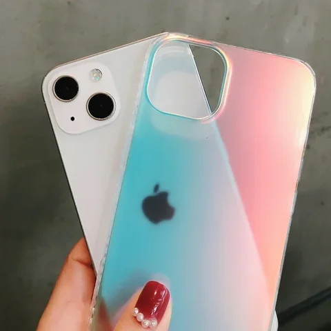 Чехол Aurora для iPhone 17 Pro Max, матовый, противоударный, лазерный градиент — фото устройства