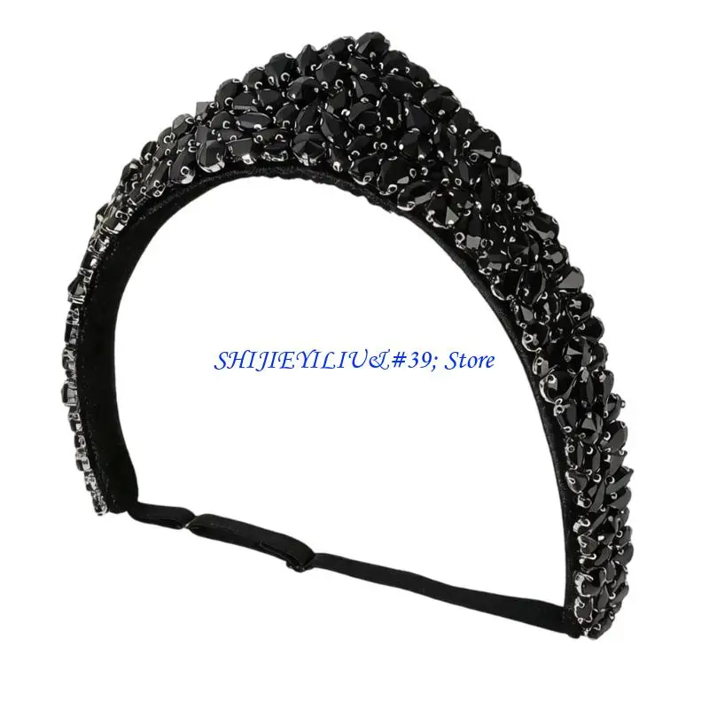 E21F Elegant Baroque Styles Hair Band With Glittering Rhinestones Stylish Headwear