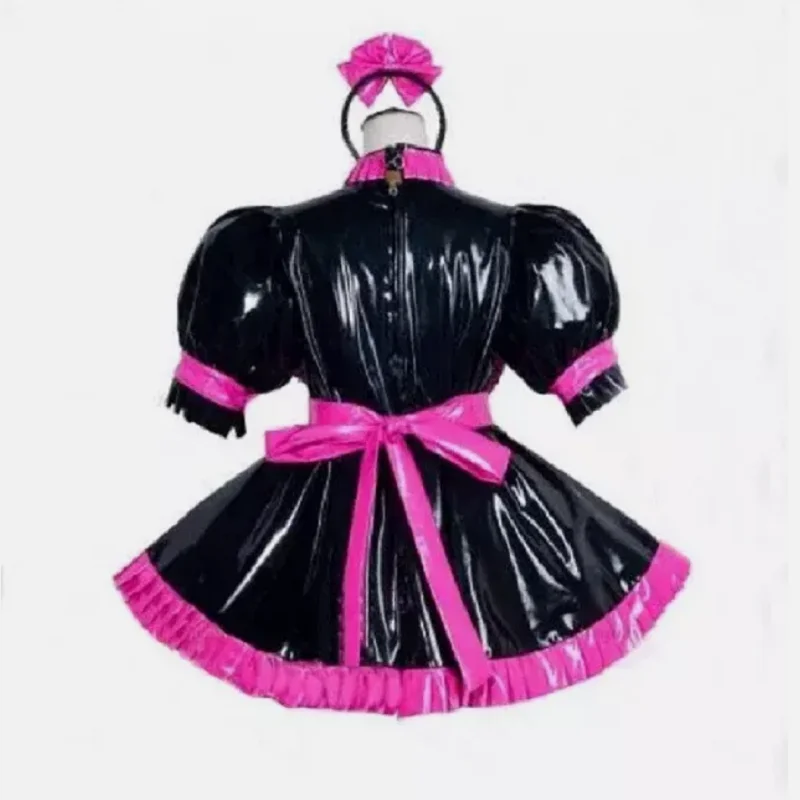 Hot selling French maid girl Sisi can lock PVC dress cosplay costume CD/TV customization