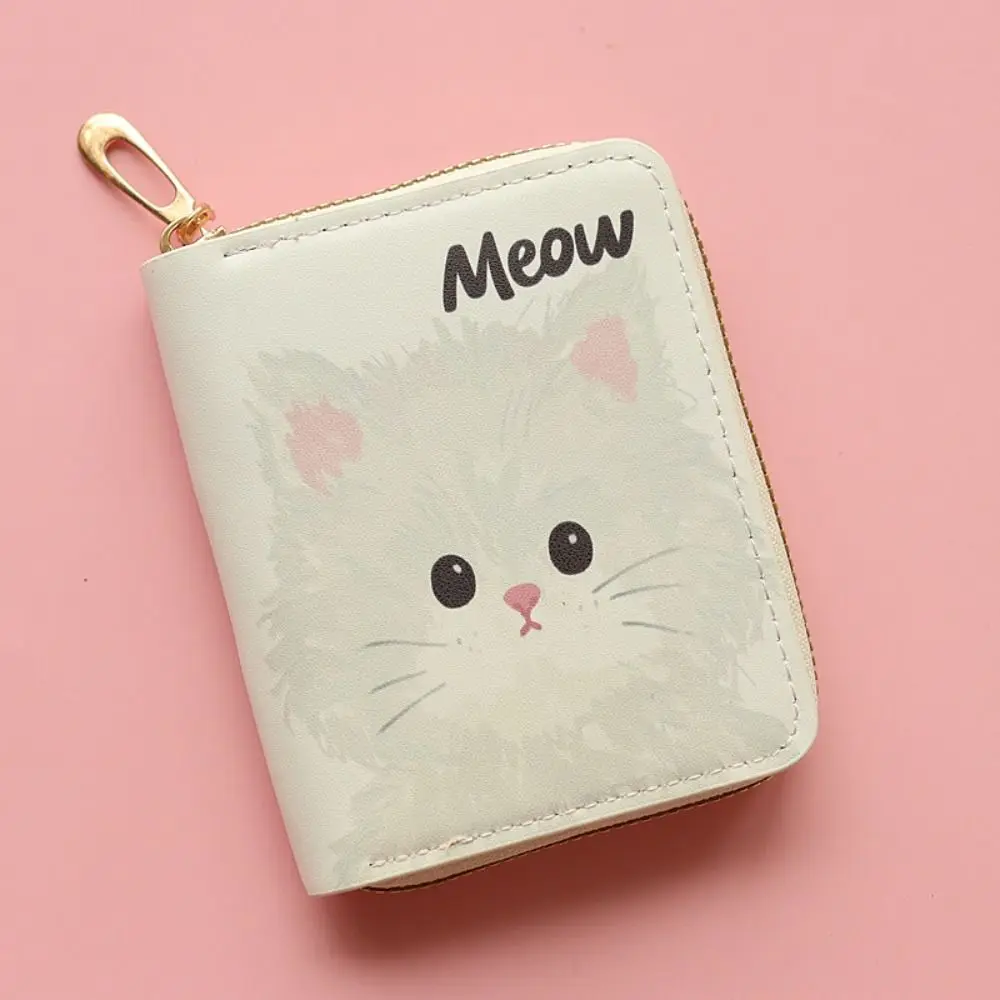 Kawaii Cute Cat Puppy Coin Purse Short Zipper Cartoon Wallet PU Leather Key Bag for Girls Gift