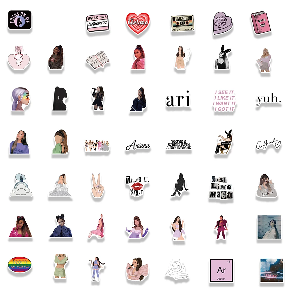 50 Stuks Ariana Grande Zanger Sticker Gitaar Laptop Bagage Diy Plakboek Auto Esthetische Groothandel Graffiti Speelgoed Kids Sticker