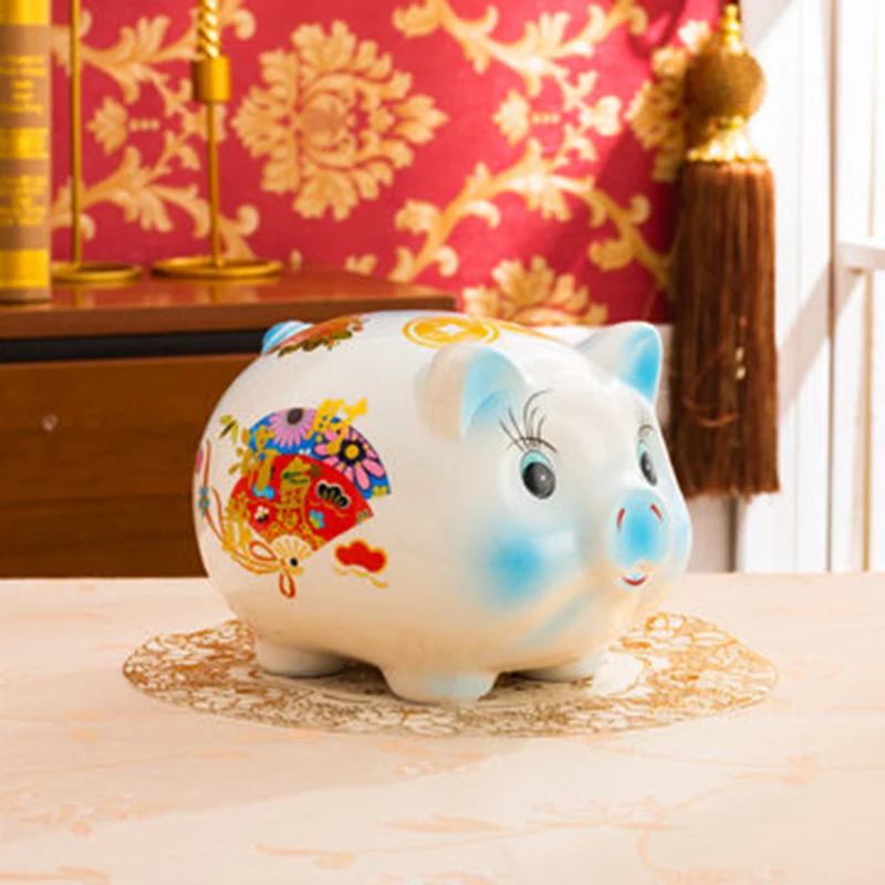 Ceramic Storage Piggy Bank Pig Gift Kids Toy Family Storage Euro Coin Does Not Open Money Boxes Mini Skarbonka Room Decoration