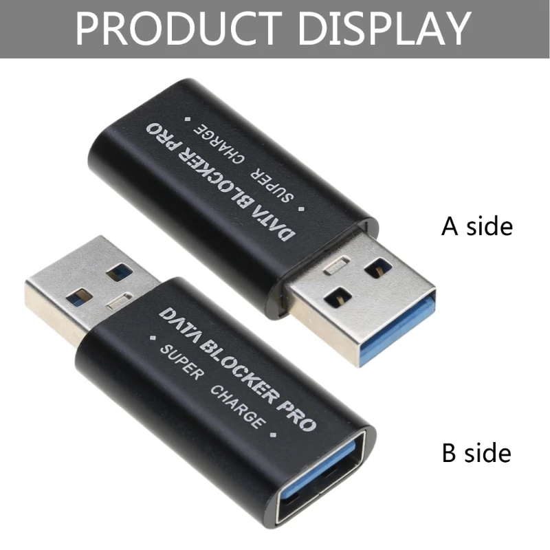 Adaptador carga rápida USB con protector robo datos Bloqueador datos USB aluminio