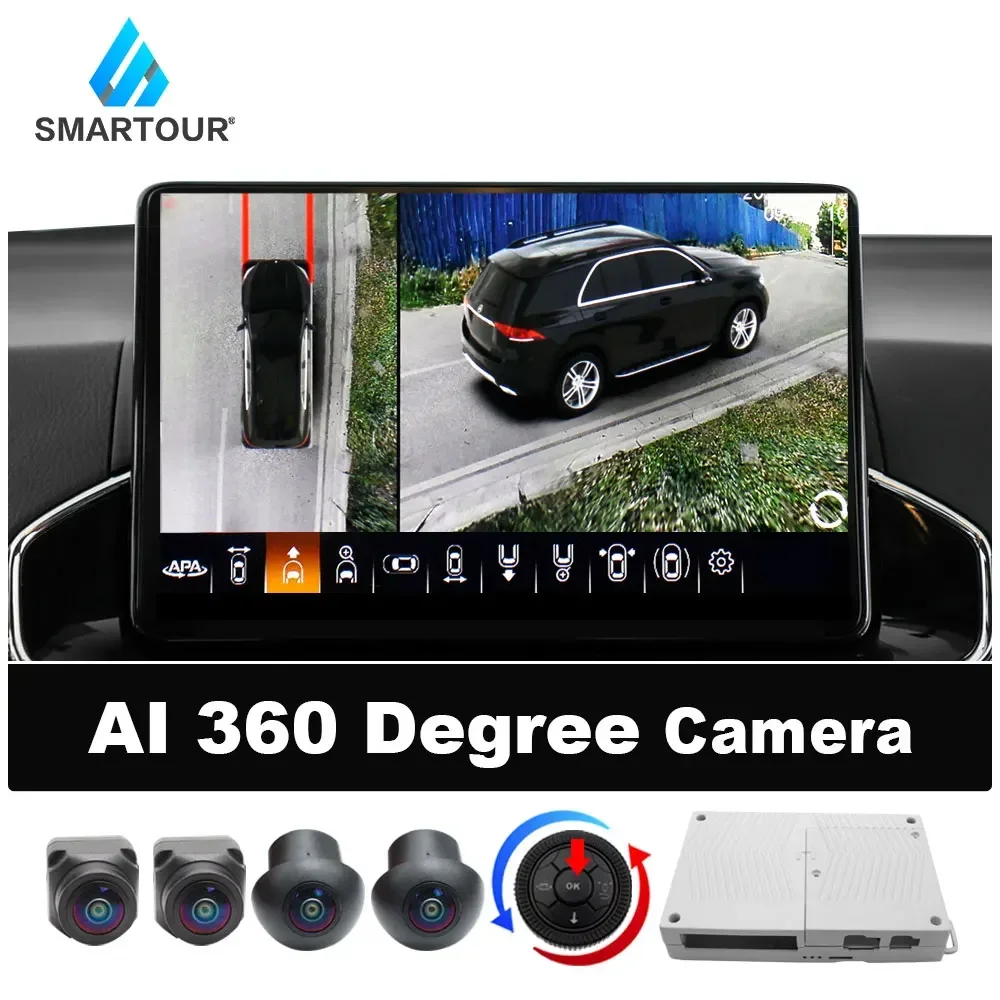Smartour 1080P AHD 4K 3d 360 car camera system  DVR AI Rear View Camera Recording Parking bird view System aid