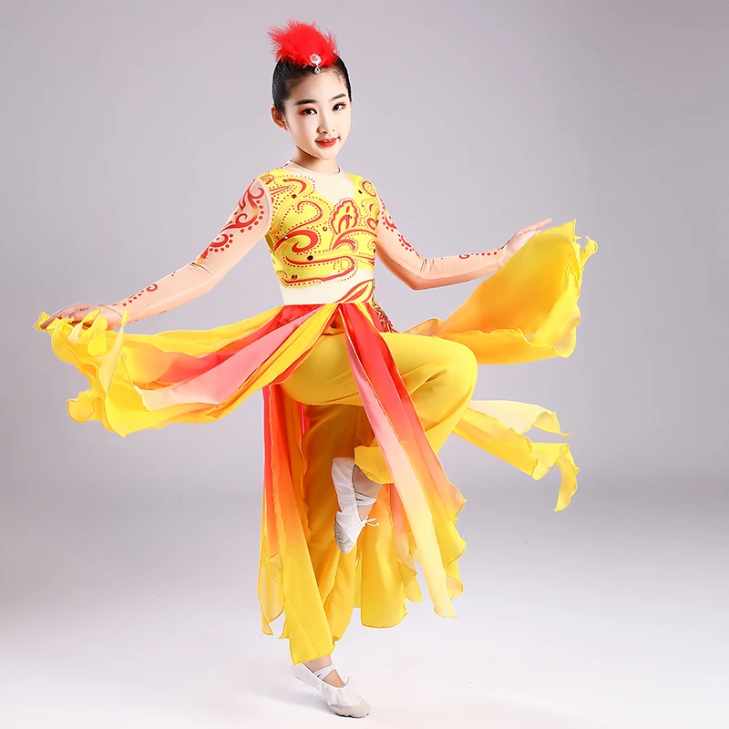 Etnische stijl meisje bloemen prestatie kostuum Xinjiang kinderdanswedstrijd prestatie kostuum Oeigoerse danskostuum ess