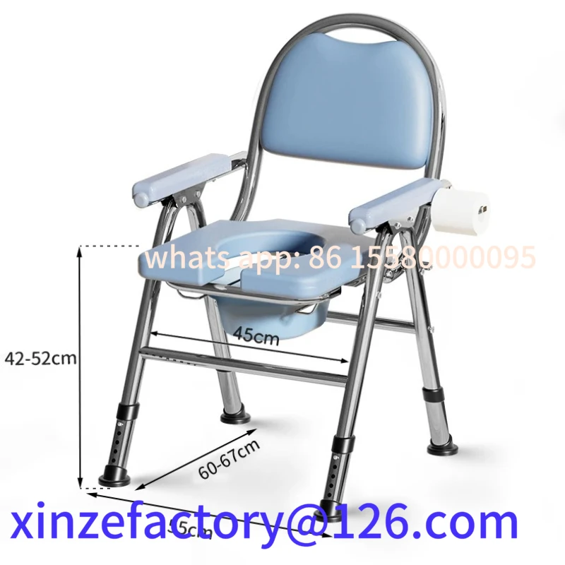 

Customizable Foldable Commode Chair for Elderly Portable Toilet Chair with Armrests Bathroom Shower Chair For Seniors Adjustable
