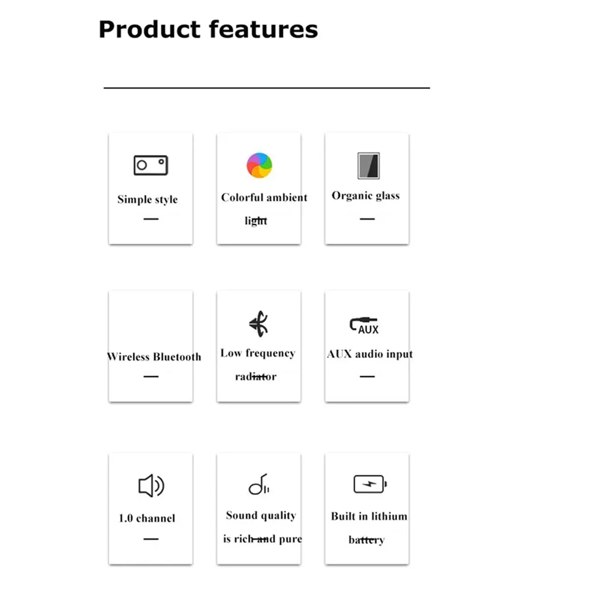 Nuovo altoparlante Bluetooth retrò portatile in vetro trasparente altoparlante Audio hi-fi Bar colorato lettore musicale a luce ambientale bianco