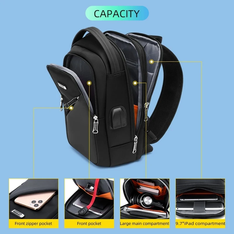 WIERSOON Flex Borsttas Nieuwe Anti-diefstal Mannen Crossbody Tas Waterdichte Schoudertassen USB Opladen Korte Trip Voor Mannelijke Reispakket