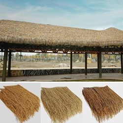 Simulated Palm Thatch Home Roofing Panel Covers Diy Roof Straw Carpet Mat Garden Landscape Flame-retardant Decorative Material