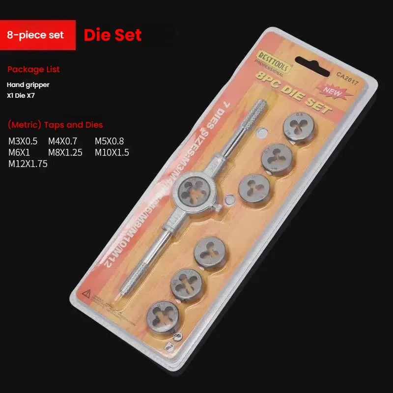 

Многофункциональные метчики, штамповочный ключ, набор резьбовых пластин, круглый метрический ключ для резки M3-M12, держатель штампы, многожильный стержень, комплект