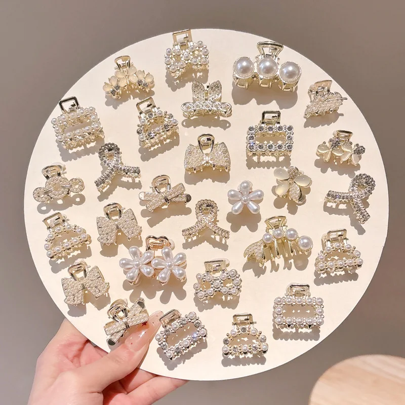 Accesorios para el cabello para mujer, pinzas para el cabello con perlas de imitación, delicadas y exquisitas, tocado para niña, horquillas de aleación con diamantes, 5/10 Uds.