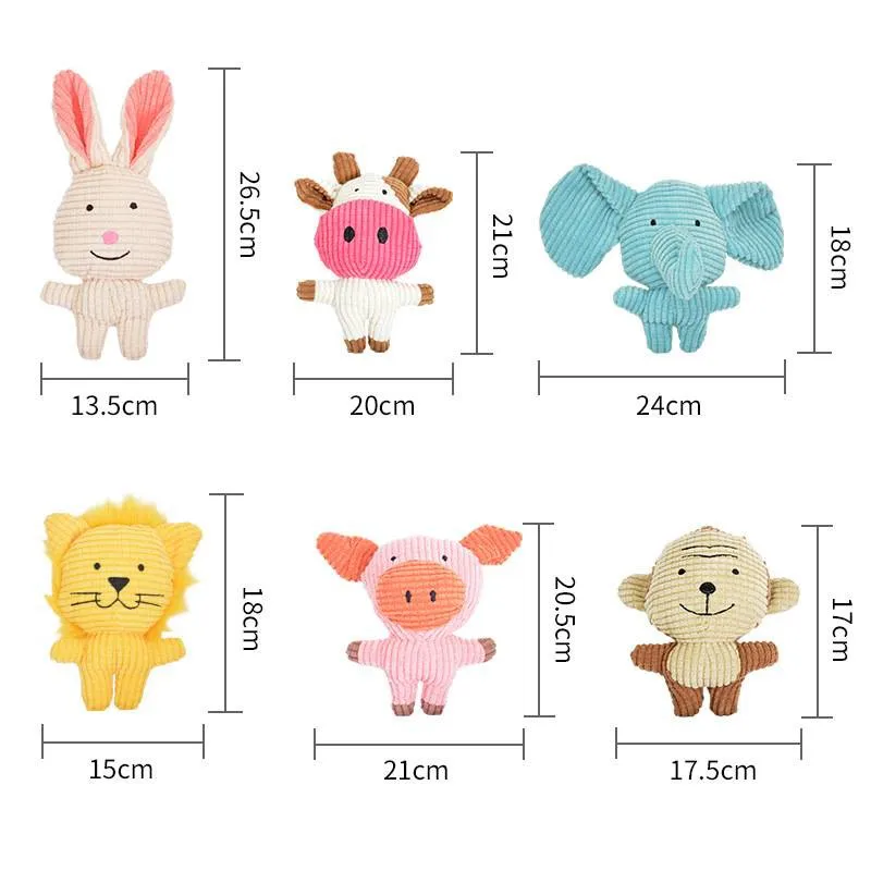 Pet Dog Cute Toys Animal Corduroy Chew Toy For Dog Puppy Squeaky Sound Plush Molar Pet Training Dog Accessories For Small Meduim