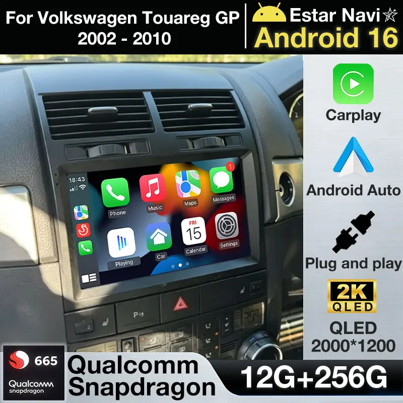 Android 16 Carplay For Volkswagen Touareg GP 2002 2003 2004 2005 2006 2007 2008 2009 2010 Car Radio Multimedia Player GPS Stereo