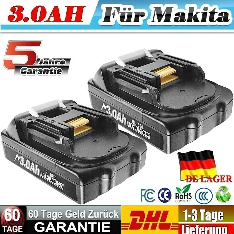 3.0AH Replacement For Makita 18V Battery Compatible With Makita 18 Volt Battery BL1860 BL1830 BL1850 Series Power Tools Battery