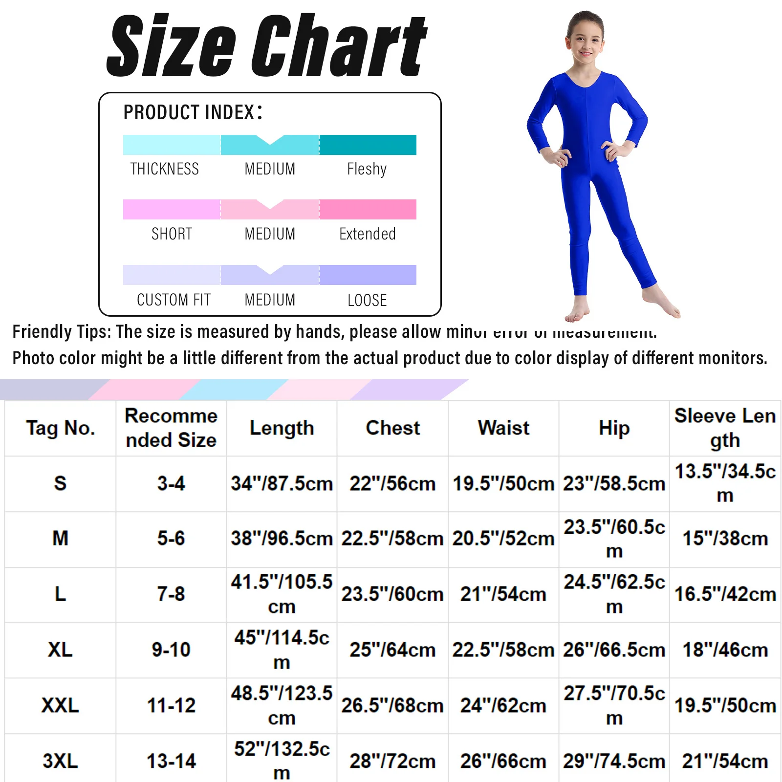 Große Mädchen voller Overall Ballett Tanz Trikot Fitness studio Gymnastik Kostüm solide lange Ärmel Unitard Bodysuit Tanztraining tragen 3-14y