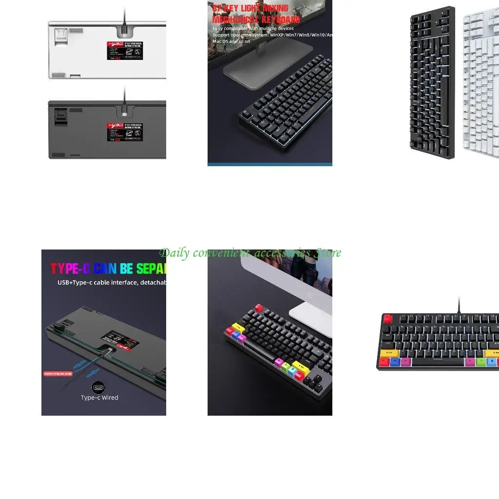 

97qb Краткие клавиш Механическая клавиатура Игровая компьютер Проводная клавиатура с USB Home Office PC Клавиатура