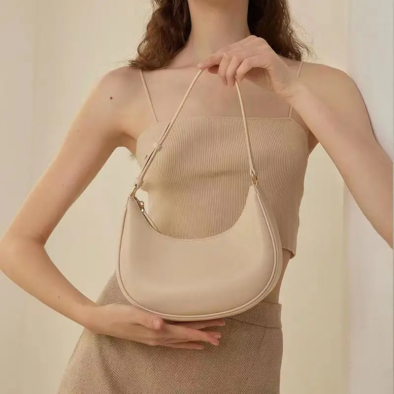 Cross-Border Simple Underarm Single Shoulder Bag Niche French Bread Bag Women's Crossbody Bag 2024 New Moon Crescent Bag