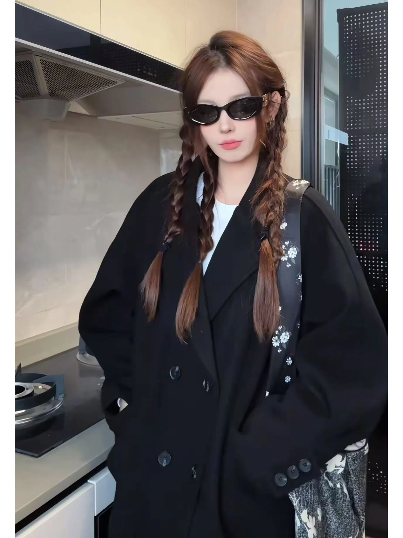 

Bla Tweed Men's Coat with Detachable Hat Double-breasted Retro Briti Sle Winter Faion Outerwear Casual Long Sve