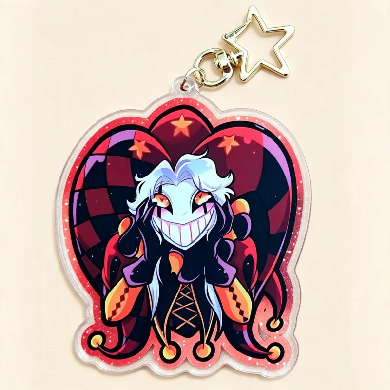The Freak Acrylic Keychain Set – Pierrot & Harlequin  Charms with Star & Heart for Bag Phone Decor Game Merch Collectible Gift