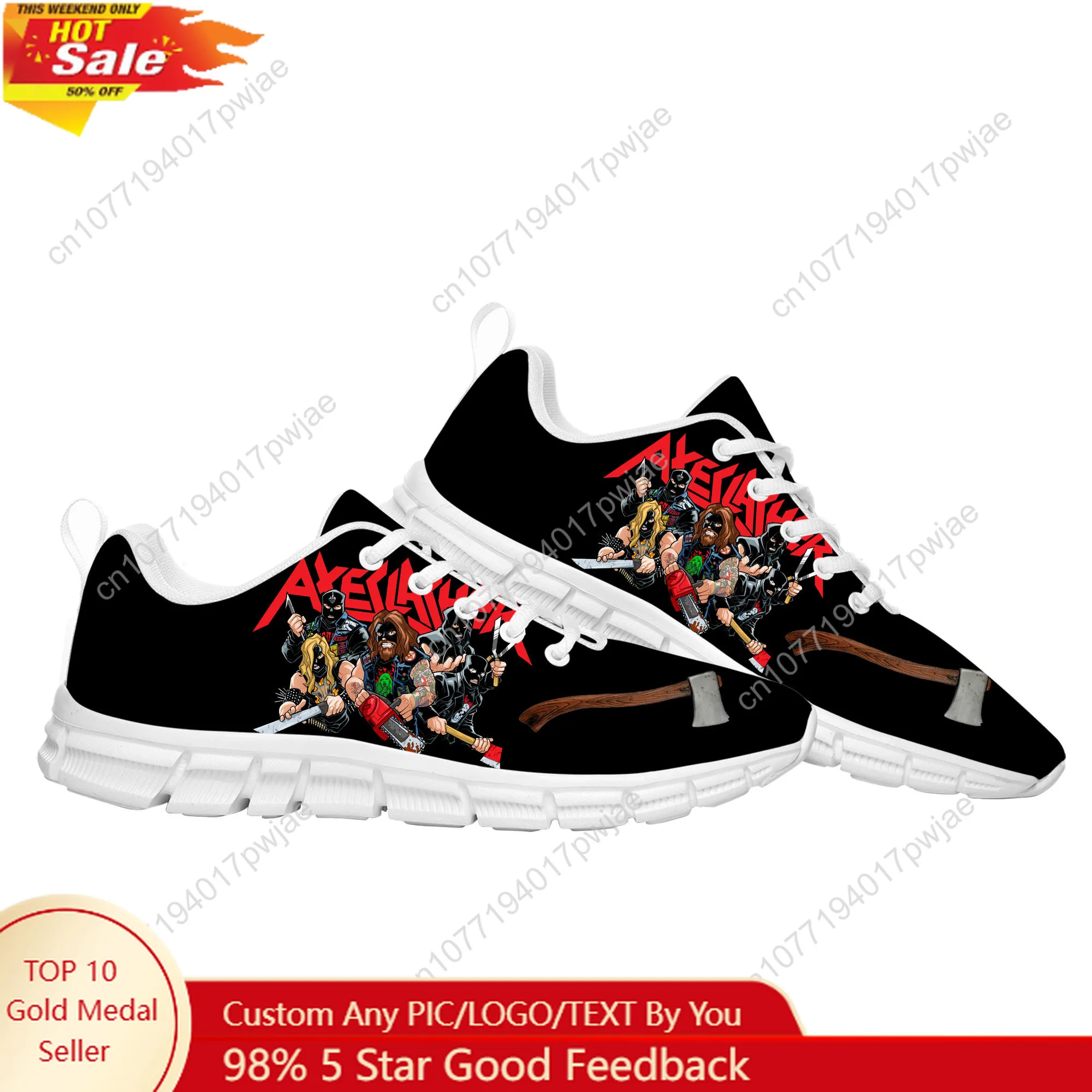 

Axeslasher Heavy Metal Rock Band Sports Shoes Mens Womens Sneakers Lightweight Casual Hiking Sneaker Custom Built Shoes