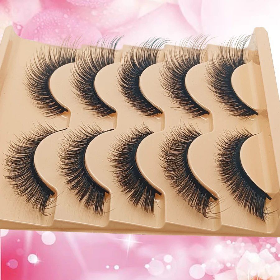 5 paia di ciglia mango, aspetto naturale, ciglia artificiali 8D ad ala d'angelo, ciglia a strisce estese, ciglia finte