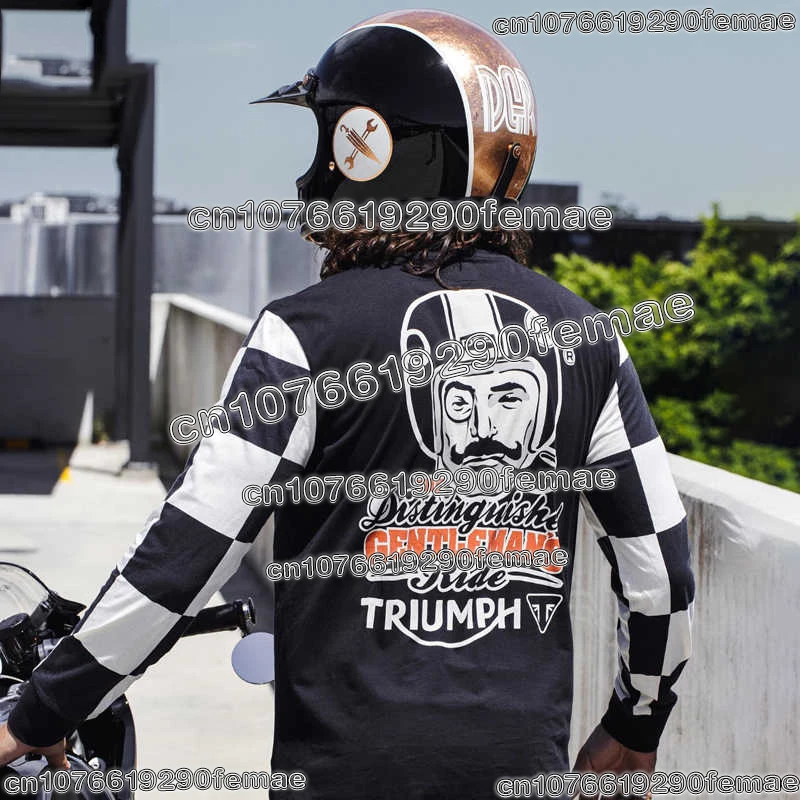 

Горячая триумф мотоциклетная футболка с длинным рукавом, классическая винтажная повседневная удобная байкерская верхняя уличная модная рубашка для верховой езды