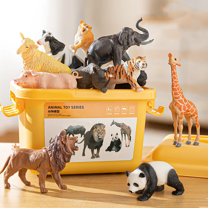 Realistic Animal Figure Toy Early Education Set - Baby Plant Recognition Kit Lion Tiger Elephant Panda Giraffe Animal Figure Toy