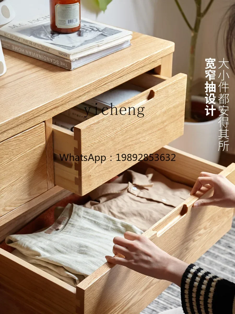 D1pure solid wood five-bucket seven-chest cabinet oak bedroom TV cabinet furniture simple drawer storage cabinet