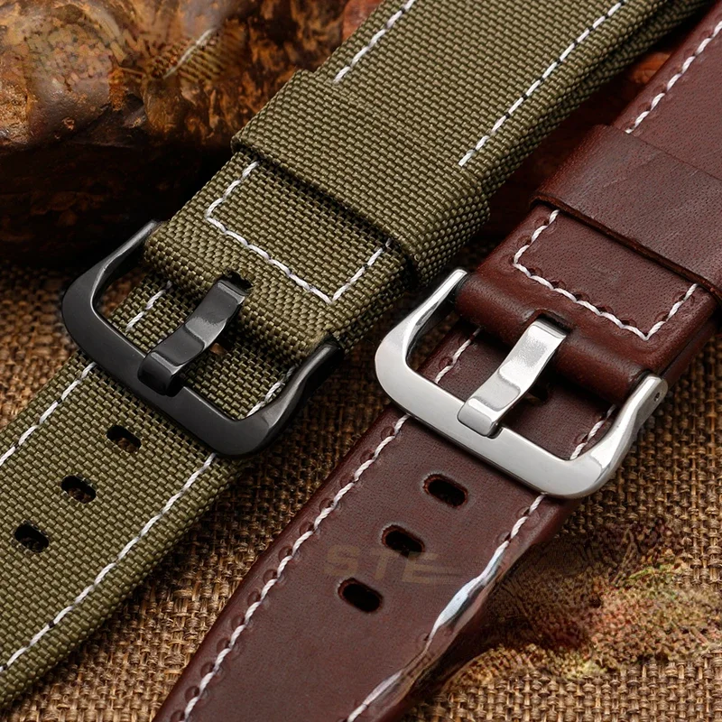 Leather Nylon Watch Strap for Casio GST-W120L S130l 310 B100 300 Hagane Boukenshin Soft Comfortable Watchband Accessories 26mm