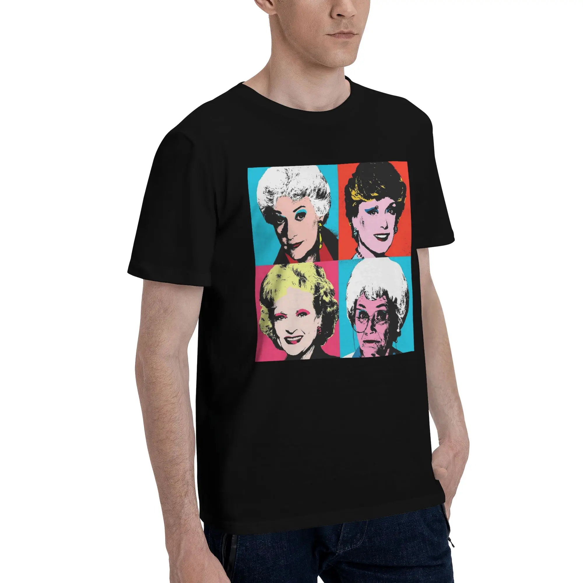 

Мужская футболка Golden Warhol Girl, большие футболки, мужские хлопковые футболки с круглым вырезом, короткие летние мужские футболки