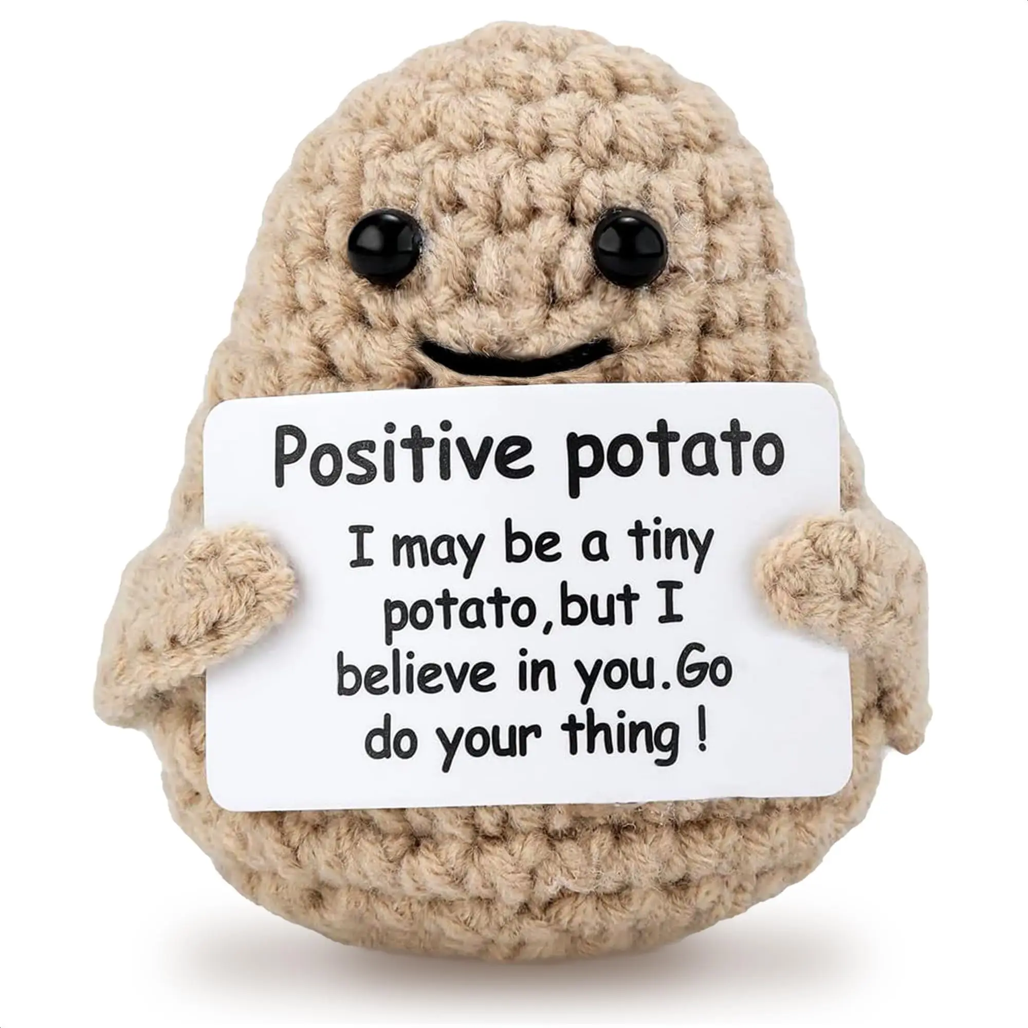 Una linda muñeca de patata hecha a mano, confeccionada con hilo de felpa, viene con una tarjeta de felicitación cálida, ideal para colocar en el hogar o en los escritorios de la oficina. Una tarjeta de felicitación cálida con una pata de nutria marina es 